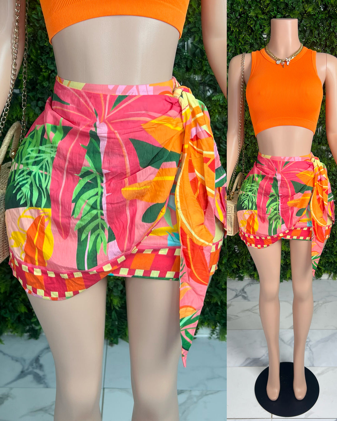 Island girl Wrap skirt(Orange)