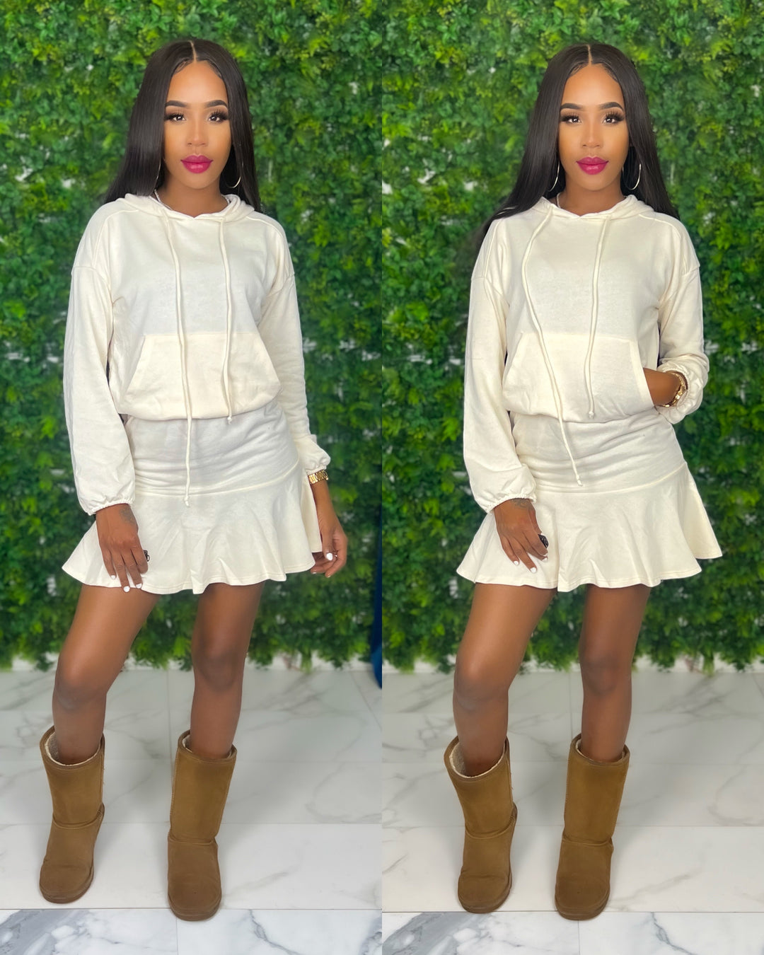 Ashley Hoodie Dress(Cream)