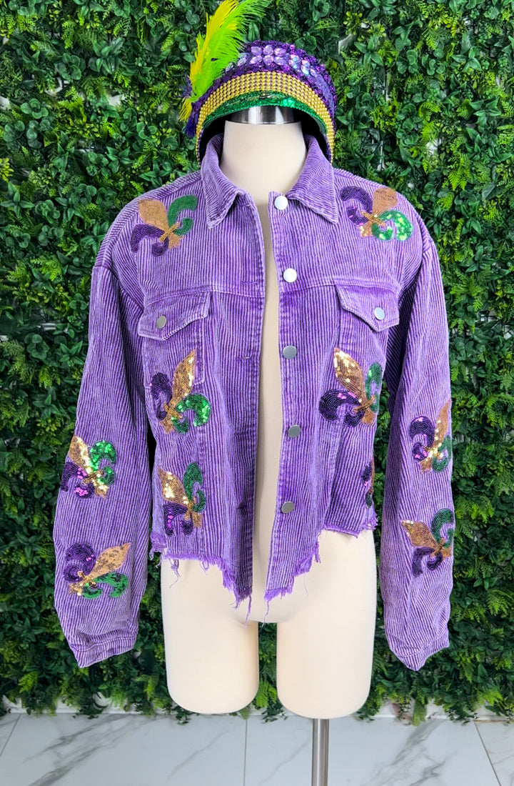 Fleur De Lis Corduroy Jacket(Purple)