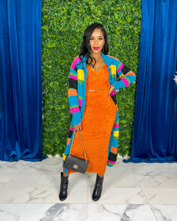 In Color Fuzzy Sweater Cardigan
