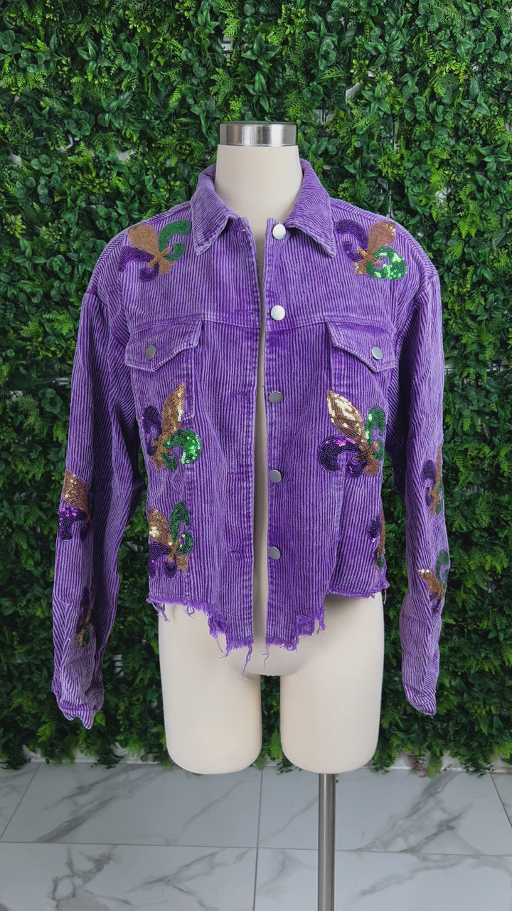 Fleur De Lis Corduroy Jacket(Purple)